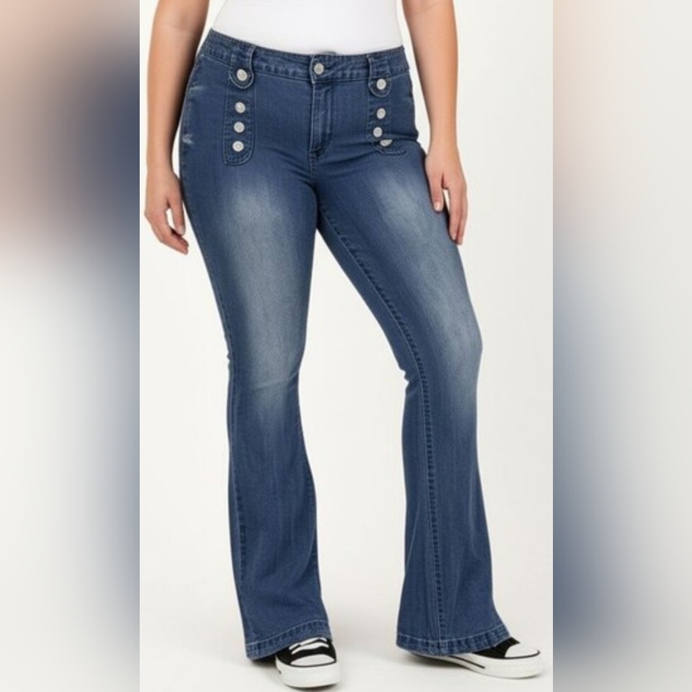 Zoe + Phoebe Slim Boot High Rise Medium Wash Blue Jeans Women's 12